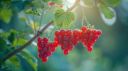 Heart-Shaped Red Rawberries on Green Leaf Background