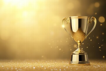 Glimmering Golden Trophy Against a Shimmering Warm Background