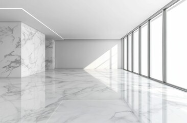 Obraz premium white marble backdrop, with soft veining and reflective surfaces, evokes simplicity and luxury, making it perfect for high end interiors.