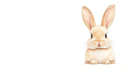 Cute fluffy rabbit with large ears sitting against a plain white background, perfect for children's themes