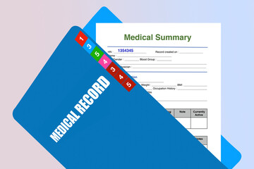 Personal health information form in the opened medical record folder.