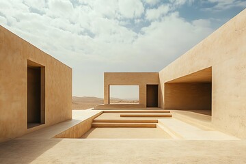 desert house with sand-colored walls and open courtyards