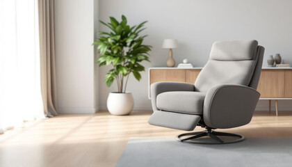 Modern Living Room with Recliner Chair and Indoor Plant