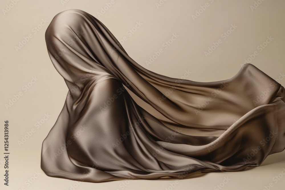 Leinwandbilder elegant flowing silk fabrics on a neutral background with soft lighting and blank space for creative