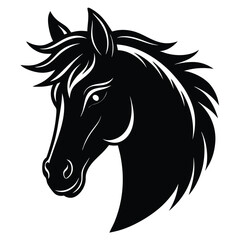 Black Horse Head Silhouette, Vector Concept of Elegance and Power Vector