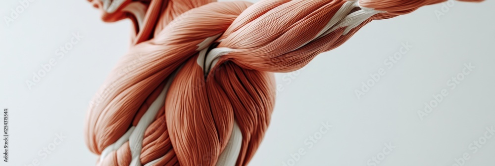 Poster Detailed anatomical illustration of the muscular system highlighting intricate muscle fibers and structure. Generative AI