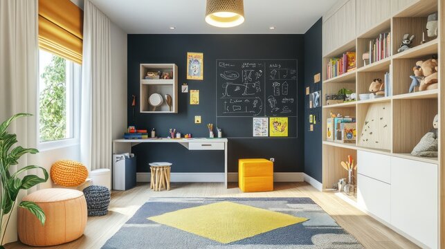 Bright and Playful Children's Study Room Design