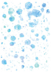 白地に水色の水彩絵の具を散らした背景