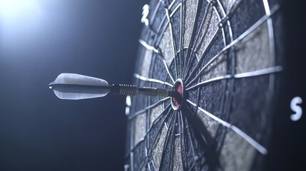 A blurred figure throws darts, with the focus on the dartboard showcasing precision