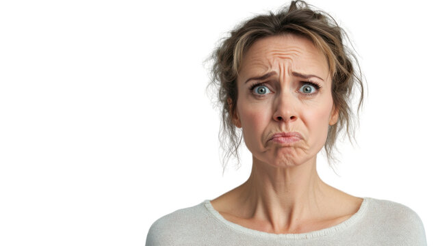 Woman making grimace with transparent background: expressing disgust and disapproval
