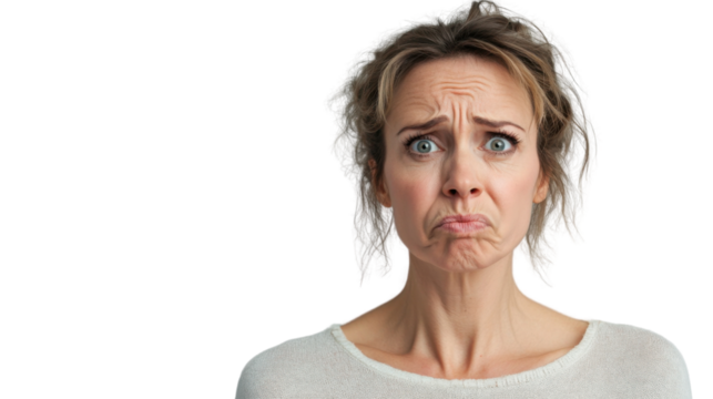 Woman making grimace with transparent background: expressing disgust and disapproval