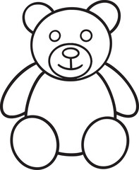 Teddy bear hand drawn sketch outline coloring page isolated on white background