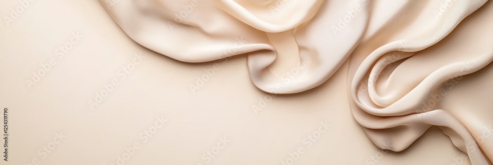 Poster Softly draping silk fabrics create an elegant atmosphere against a neutral background with subtle lighting for added warmth. Generative AI