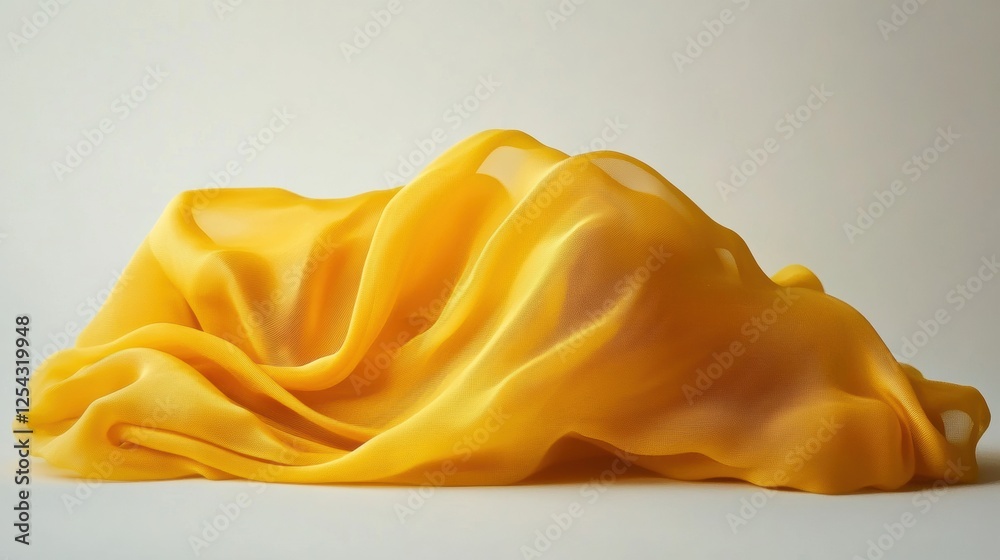 Aufkleber Flowing silk fabrics arranged elegantly on a neutral background with soft lighting for stylish presentation and blank space for text. Generative AI