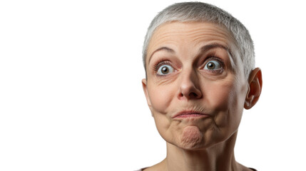 Obraz premium Close-up of mature woman making grimace with transparent background