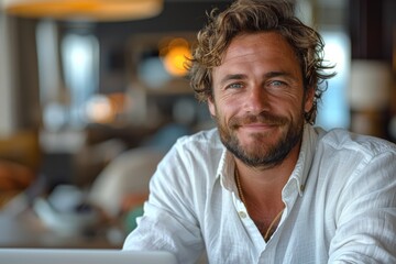 Fototapeta premium businessmen engage in professional yet casual conversations, showcasing versatility in a business environment in his area.