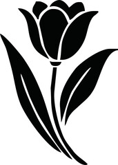 Group of Tulip Flower Silhouette isolated white background. Vector Illustration