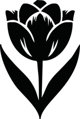 Group of Tulip Flower Silhouette isolated white background. Vector Illustration