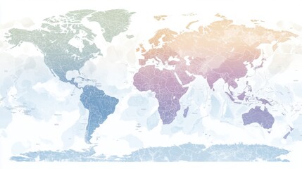 Abstract global connectivity colorful digital map illustration in modern design