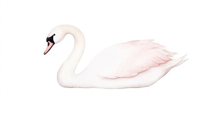 Fototapeta premium Elegant swan gliding gracefully on a serene lake, surrounded by soft pastel colors and reflections