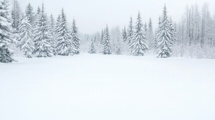 Snowy winter forest landscape, peaceful scene