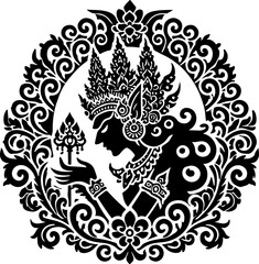 illustration sketch silhouette design of traditional ethnic mythology gods and goddesses full of details 