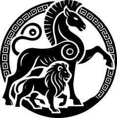 sketch vector illustration silhouette icon logo symbol mandala classic modern animal mythology horse unicorn  