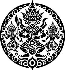 illustration sketch silhouette design of gods and goddesses traditional ethnic mythological creatures full of details 