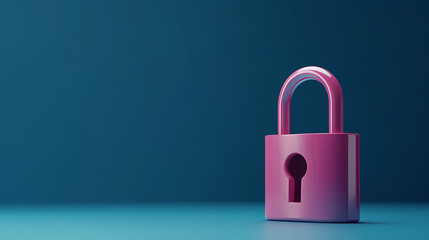 Fototapeta premium Pink Lock on Blue Background