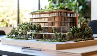 Fototapeta premium Architectural Model: Eco-Friendly Modern Building Design