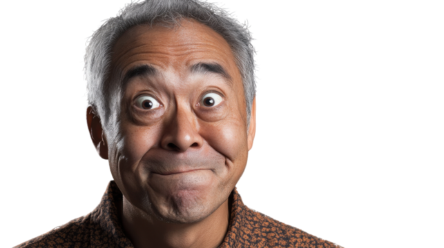 Expressive elderly man making a funny face