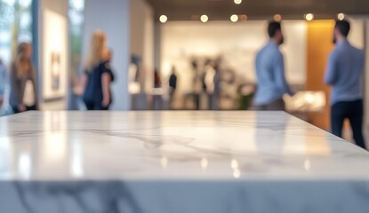 Marble Tabletop in a Modern Art Gallery