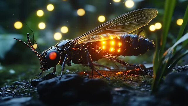 Bio-luminescent Insect at Night: A Digital Art Piece