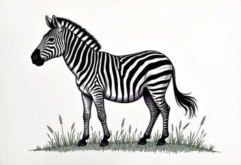 Simple Zebra Sketch with Acrylic Markers: A Playful and Eye-catching Animal Portrait on White, Suited for Educational Resources and Artistic Prints.

