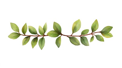 Fototapeta premium Green leafy branch illustration on white background, showcasing nature's beauty and design potential