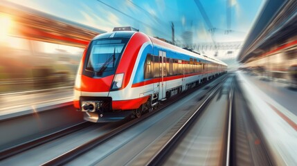 Motion blur of fast-moving train