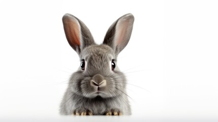 Obraz premium Surprised Funny Cute Bunny with Big Eyes on Light Background, Cute Animal Portrait