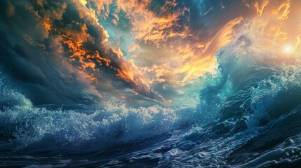 Fototapeta premium A dynamic dance between highs and lows as digital currencies ride the waves of change.