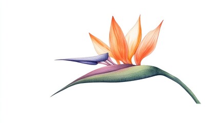 Vibrant bird of paradise flower showcasing vivid colors and intricate details against a white background