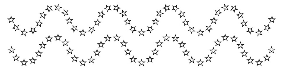 Editable stars vector featuring a decorative wave pattern. Ideal for borders, frames, backgrounds, and design elements. Perfect for creative projects