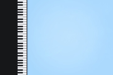上からみた黒いピアノの鍵盤が左にある青いフレーム