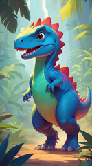 Obraz premium cute blue dinosaur wallpaper