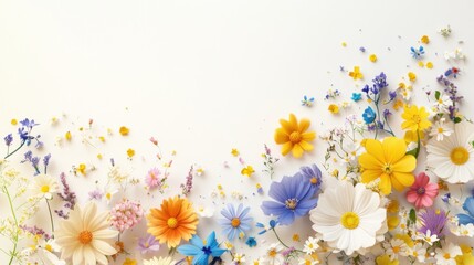 Colorful Floral Arrangement with Variety of Natural Blooms and Petals
