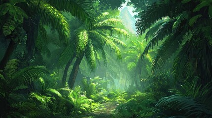 Obraz premium Lush Tropical Paradise: A Serene Jungle Path