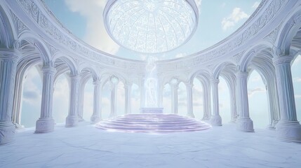 Grand Circular Palace Interior with White Marble Architecture