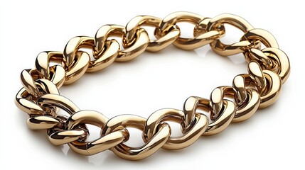 Obraz premium Golden chain jewelry piece isolated on white top view