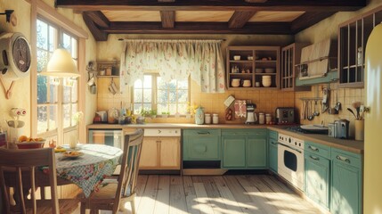 Rustic Charm: A Sunny Kitchen Scene