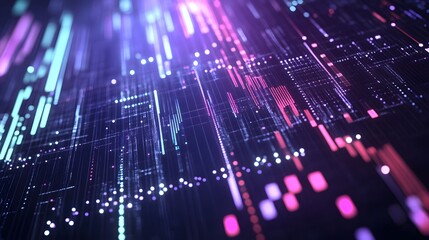 Obraz premium Digital Data Streams Flow Dynamically Across Screen