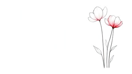 Naklejka premium Delicate floral illustration featuring two elegant flowers on a minimalist background