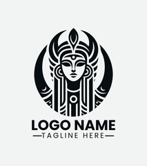 Hathor Goddess Logo Design, Egyptian Goddess Logo, Divine Feminine Logo, Ancient Egypt Logo, Mystical Goddess Logo